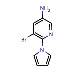 Chemical structure of 3-Amino-5-bromo-6-(1-pyrrolyl)pyridine , CAS 1490858-90-6, AChemBlock V149988