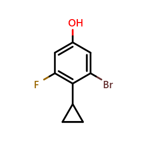 Chemical structure of 3-Bromo-4-cyclopropyl-5-fluorophenol , CAS 2883770-93-0, AChemBlock V149993