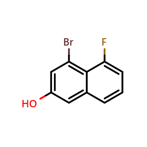 Chemical structure of 4-Bromo-5-fluoro-2-naphthol , CAS 2621936-14-7, AChemBlock V149994