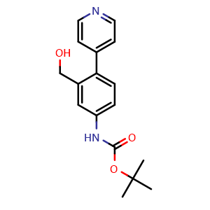 Chemical structure of [5-(Boc-amino)-2-(4-pyridyl)phenyl]methanol , CAS 2845126-45-4, AChemBlock V150000