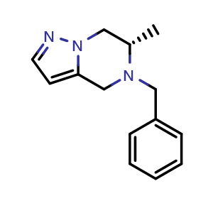 Chemical structure of (S)-5-Benzyl-6-methyl-4,5,6,7-tetrahydropyrazolo[1,5-a]pyrazine , AChemBlock V150018