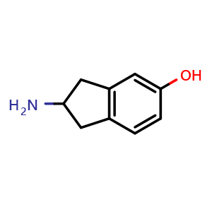 Chemical structure of 2-Aminoindan-5-ol , CAS 35437-85-5, AChemBlock V150061