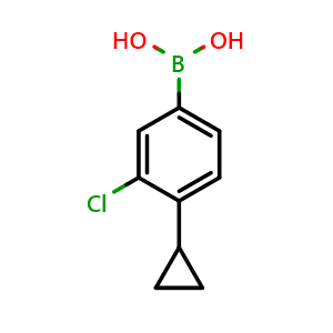 Chemical structure of 3-Chloro-4-cyclopropylphenylboronic Acid , CAS 2225155-20-2, AChemBlock V150071