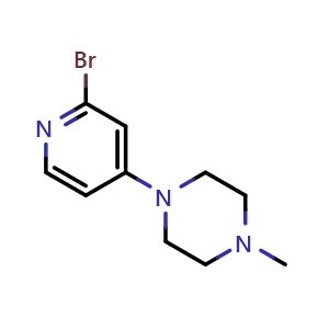 Chemical structure of 1-(2-Bromo-4-pyridyl)-4-methylpiperazine , CAS 1142194-82-8, AChemBlock V150072