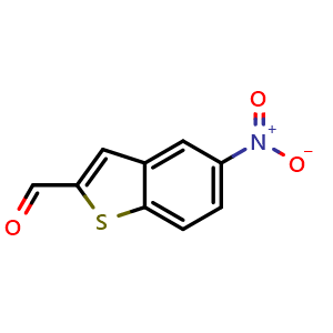 Chemical structure of 5-Nitrobenzothiophene-2-carbaldehyde , CAS 4688-16-8, AChemBlock V150075