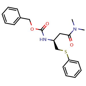 Chemical structure of (S)-3-(Cbz-amino)-N,N-dimethyl-4-(phenylthio)butanamide , CAS 870812-30-9, AChemBlock V150086