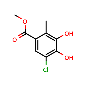 Chemical structure of Methyl 5-Chloro-3,4-dihydroxy-2-methylbenzoate , CAS 1809337-06-1, AChemBlock V150101