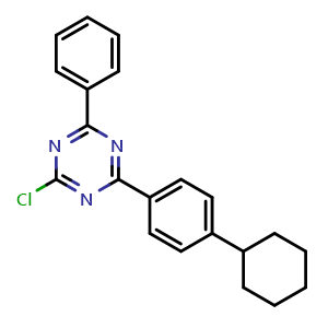 Chemical structure of 2-Chloro-4-(4-cyclohexylphenyl)-6-phenyl-1,3,5-triazine , CAS 2568469-43-0, AChemBlock V150105