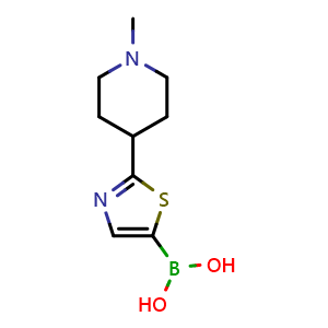 Chemical structure of 2-(1-Methyl-4-piperidyl)thiazole-5-boronic Acid , AChemBlock V150107