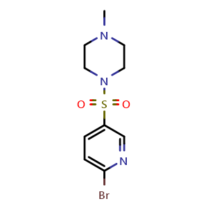 Chemical structure of 1-[(6-Bromopyridin-3-yl)sulfonyl]-4-methylpiperazine , CAS 1226419-68-6, AChemBlock V150114