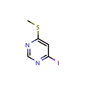 Chemical structure of 4-Iodo-6-(methylthio)pyrimidine , CAS 89125-96-2, AChemBlock V150151