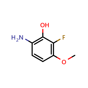 Chemical structure of 6-Amino-2-fluoro-3-methoxyphenol , CAS 1344684-73-6, AChemBlock V150160