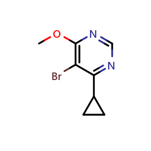 Chemical structure of 5-Bromo-4-cyclopropyl-6-methoxypyrimidine , CAS 1649454-57-8, AChemBlock V150164