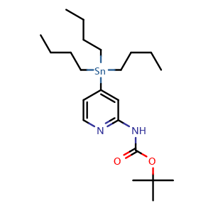 Chemical structure of 2-(Boc-amino)-4-(tributylstannyl)pyridine , AChemBlock V150165