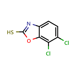 Chemical structure of 6,7-Dichlorobenzoxazole-2-thiol , CAS 2282694-66-8, AChemBlock V150186