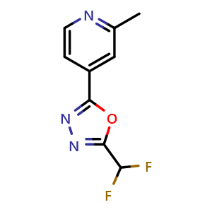 Chemical structure of 2-(Difluoromethyl)-5-(2-methyl-4-pyridyl)-1,3,4-oxadiazole , AChemBlock V150189