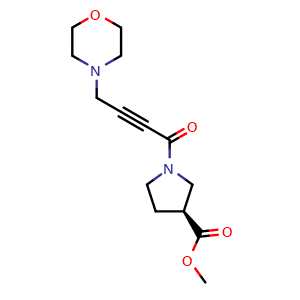 Chemical structure of Methyl (S)-1-(4-Morpholinobut-2-ynoyl)pyrrolidine-3-carboxylate , AChemBlock V150200