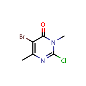 Chemical structure of 5-Bromo-2-chloro-3,6-dimethylpyrimidin-4(3H)-one , CAS 2356116-04-4, AChemBlock V150218