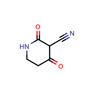 Chemical structure of 2,4-Dioxopiperidine-3-carbonitrile , CAS 1499866-36-2, AChemBlock V150222