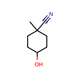 Chemical structure of 4-Hydroxy-1-methylcyclohexanecarbonitrile , CAS 1501726-52-8, AChemBlock V150224