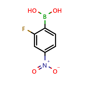 Chemical structure of 2-Fluoro-4-nitrophenylboronic Acid , CAS 1436608-93-3, AChemBlock V150232