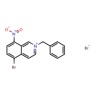 Chemical structure of 2-Benzyl-5-bromo-8-nitro-2-isoquinolinium Bromide , AChemBlock V150235