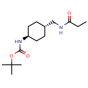Chemical structure of N-[[trans-4-(Boc-amino)cyclohexyl]methyl]propionamide , AChemBlock V150237
