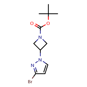 Chemical structure of 1-(1-Boc-3-azetidinyl)-3-bromopyrazole , CAS 2567496-22-2, AChemBlock V150239
