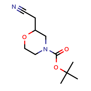 Chemical structure of 4-Boc-2-(cyanomethyl)morpholine , CAS 259180-69-3, AChemBlock V150244