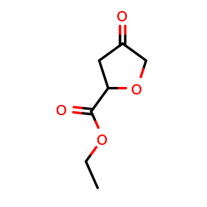 Chemical structure of Ethyl 4-Oxotetrahydrofuran-2-carboxylate , CAS 2089377-51-3, AChemBlock V150261