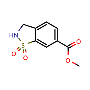 Chemical structure of Methyl 2,3-Dihydrobenzisothiazole-6-carboxylate 1,1-Dioxide , CAS 2845128-67-6, AChemBlock V150276