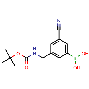 Chemical structure of 3-[(Boc-amino)methyl]-5-cyanophenylboronic Acid , AChemBlock V150278
