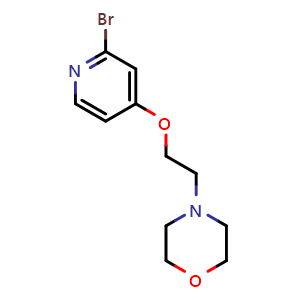 Chemical structure of 4-[2-[(2-Bromo-4-pyridyl)oxy]ethyl]morpholine , CAS 2347600-07-9, AChemBlock V150286