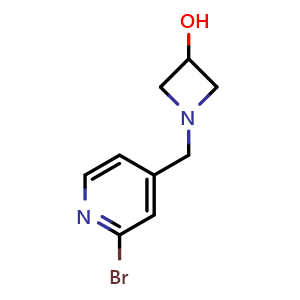 Chemical structure of 1-[(2-Bromo-4-pyridyl)methyl]-3-azetidinol , CAS 1459771-90-4, AChemBlock V150290