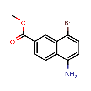 Chemical structure of Methyl 5-Amino-8-bromo-2-naphthoate , AChemBlock V150297