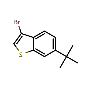 Chemical structure of 3-Bromo-6-(tert-butyl)benzothiophene , CAS 1936672-24-0, AChemBlock V150305
