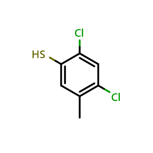 Chemical structure of 2,4-Dichloro-5-methylbenzenethiol , CAS 28225-88-9, AChemBlock V150321