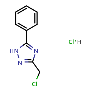 Chemical structure of 3-(Chloromethyl)-5-phenyl-1H-1,2,4-triazole Hydrochloride , CAS 2731010-96-9, AChemBlock V150324