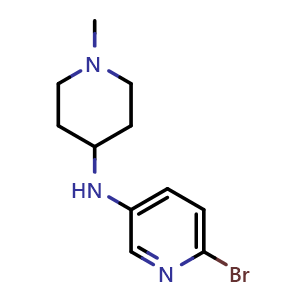 Chemical structure of 6-Bromo-N-3-amino--(1-methyl-4-piperidyl)pyridine , CAS 1872990-86-7, AChemBlock V150337