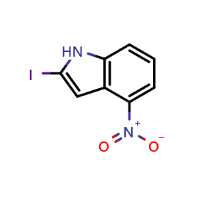 Chemical structure of 2-Iodo-4-nitroindole , CAS 1935958-72-7, AChemBlock V150342