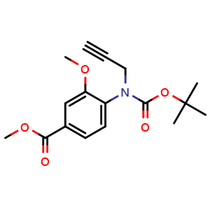 Chemical structure of Methyl 4-[Boc(2-propynyl)amino]-3-methoxybenzoate , CAS 2637450-04-3, AChemBlock V150344