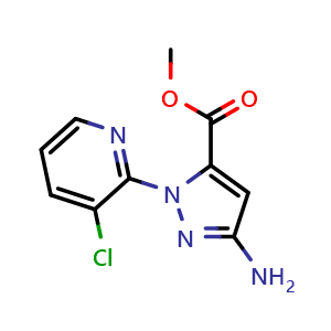 Chemical structure of Methyl 3-Amino-1-(3-chloro-2-pyridyl)pyrazole-5-carboxylate , CAS 1352400-99-7, AChemBlock V150346