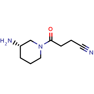 Chemical structure of (S)-4-(3-Amino-1-piperidyl)-4-oxobutanenitrile , AChemBlock V150347