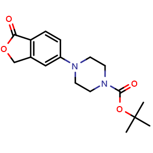 Chemical structure of 5-(4-Boc-1-piperazinyl)isobenzofuran-1(3H)-one , CAS 1962174-33-9, AChemBlock V150355