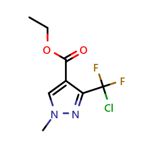 Chemical structure of Ethyl 3-(Chlorodifluoromethyl)-1-methylpyrazole-4-carboxylate , CAS 1356449-71-2, AChemBlock V150363