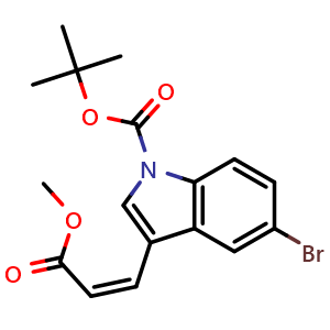 Chemical structure of Methyl (Z)-3-(5-Bromo-1-Boc-3-indolyl)acrylate , CAS 2845132-43-4, AChemBlock V150372