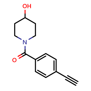 Chemical structure of (4-Ethynylphenyl)(4-hydroxy-1-piperidyl)methanone , CAS 933986-68-6, AChemBlock V150389
