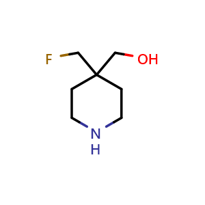 Chemical structure of 4-(Fluoromethyl)-4-piperidylmethanol , CAS 1780095-14-8, AChemBlock V150417