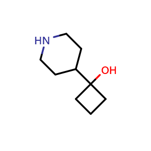 Chemical structure of 1-(4-Piperidyl)cyclobutanol , CAS 1895467-61-4, AChemBlock V150420
