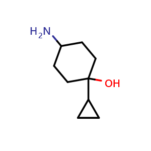 Chemical structure of 4-Amino-1-cyclopropylcyclohexanol , CAS 1521029-57-1, AChemBlock V150432